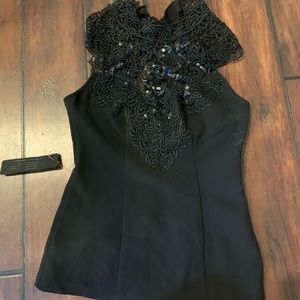 Bebe lace and crystal BEAUTIFUL top NWT